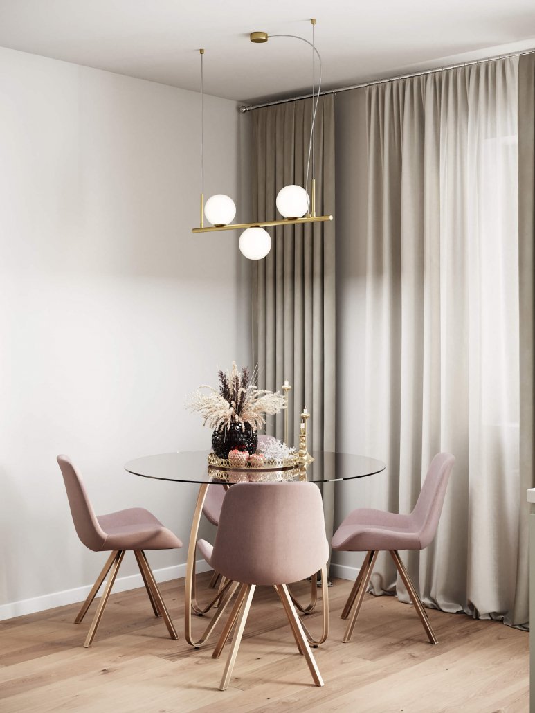 Distribución del comedor Delta Studio: mesas y sillas Flexmat