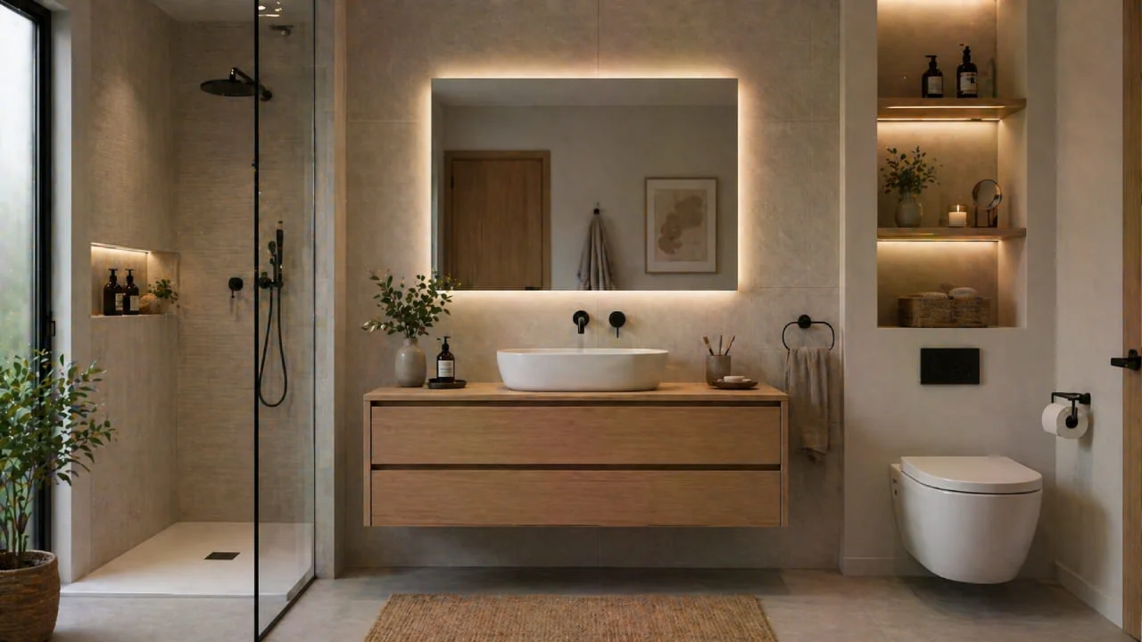Baño moderno con accesorios funcionales y buena relación calidad-precio