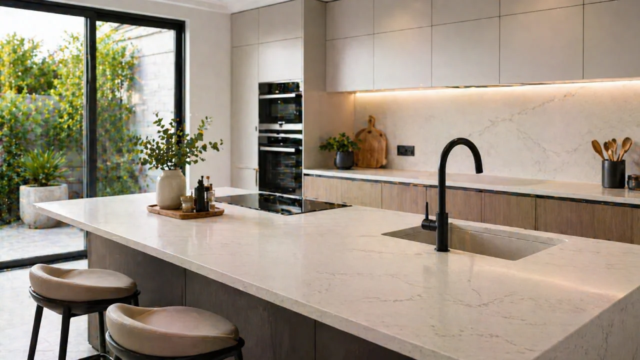 Cocina moderna con encimera resistente y diseño elegante