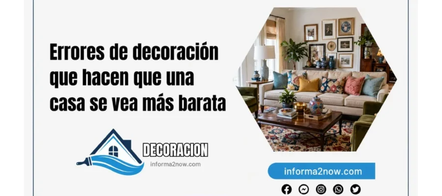 Sala decorada con varios elementos que ilustran errores de decoración que hacen que una casa se vea más barata