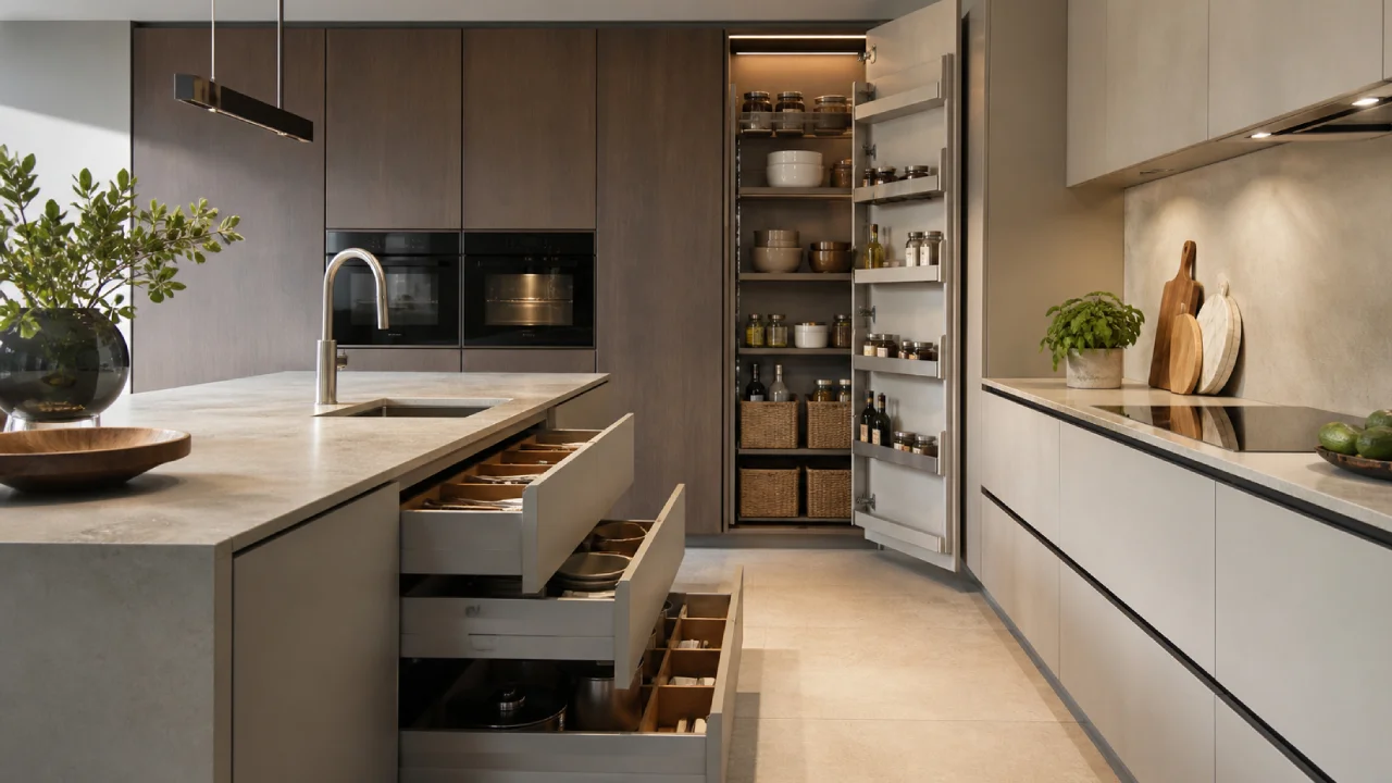 Cocina personalizada con muebles a medida y almacenamiento inteligente