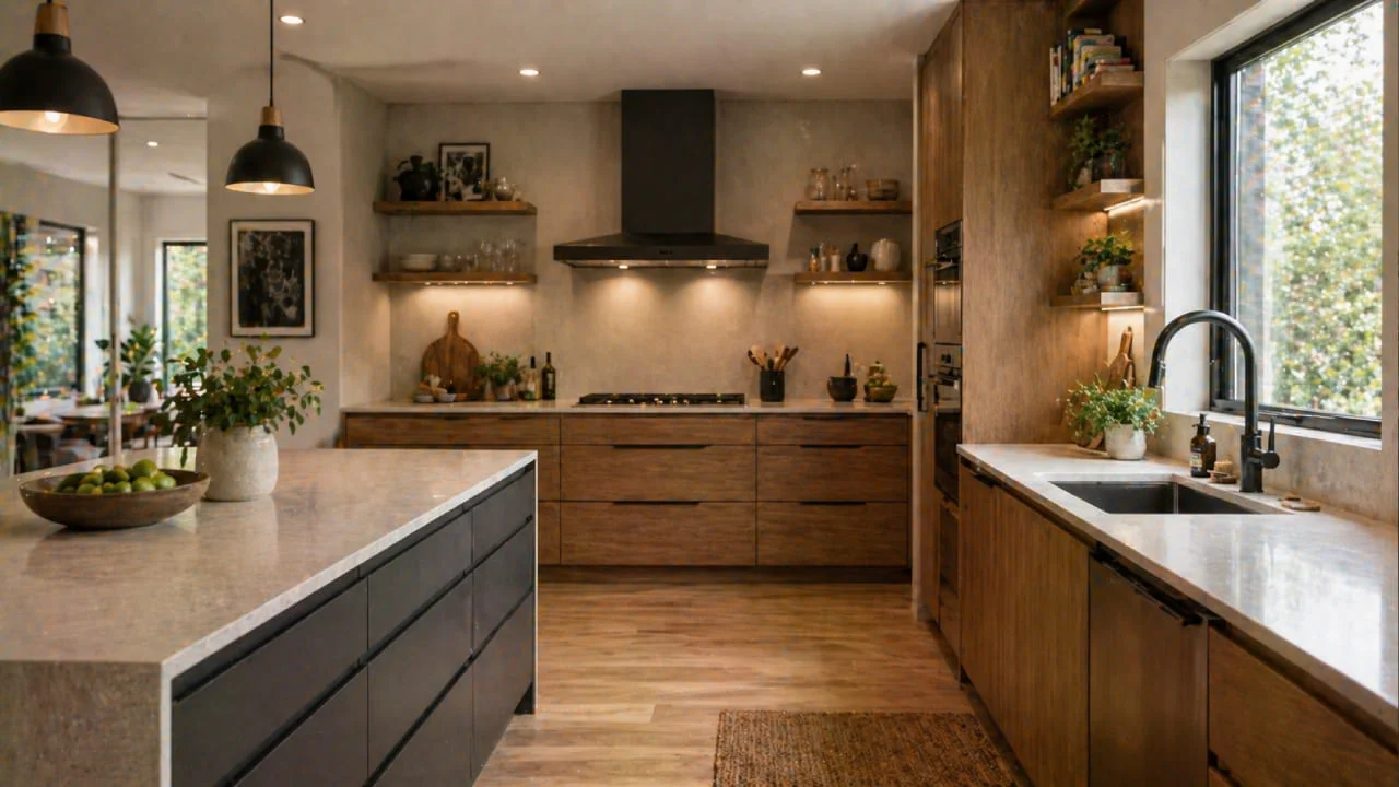 Cocina reformada con distribución cómoda y encimera amplia