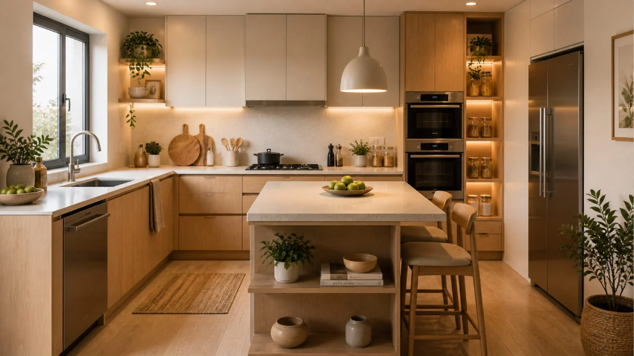 Distribución funcional de muebles de cocina